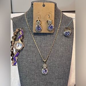 SPG Gold Toned Fashion Necklace and Watch Set.